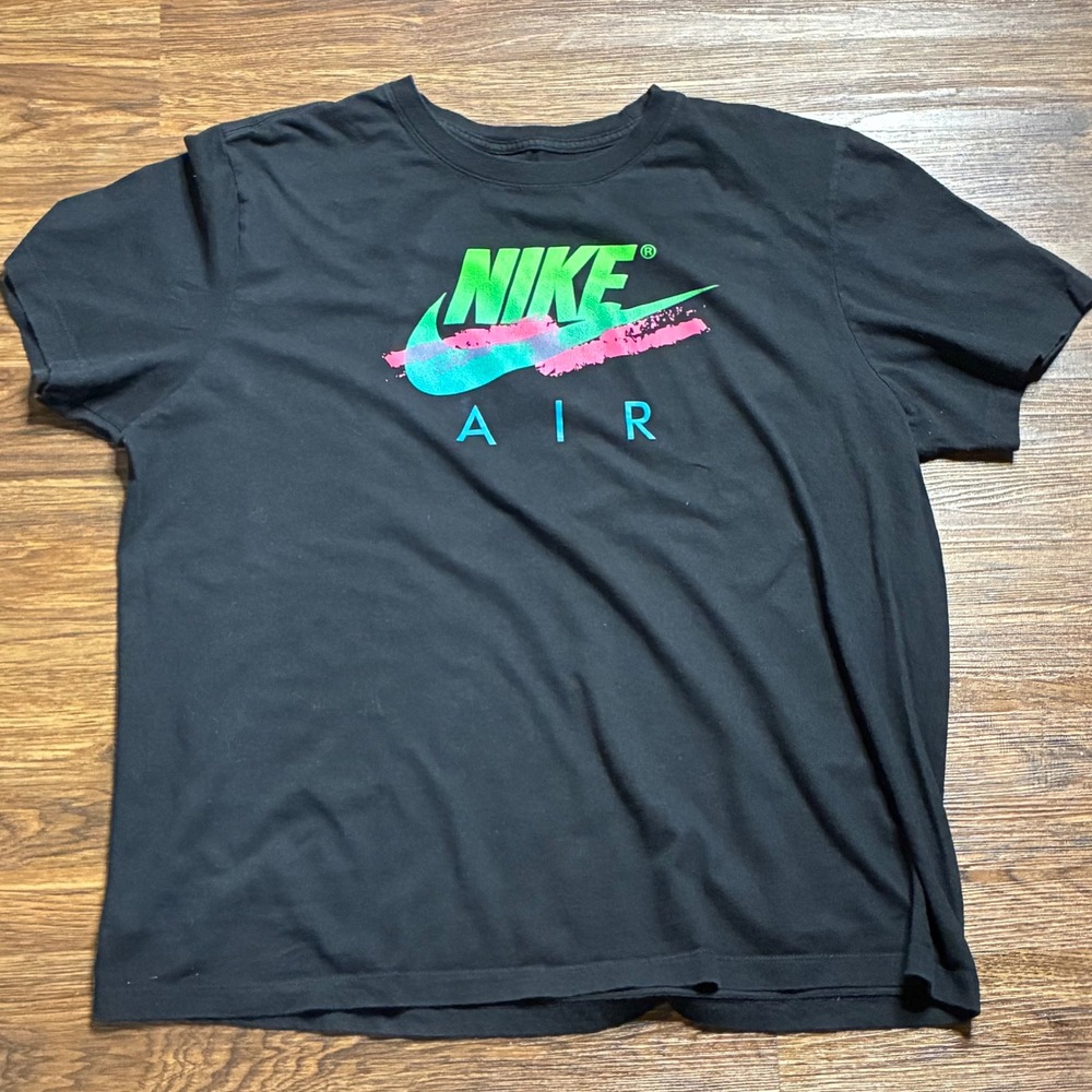 Nike T-Shirt Mens XL Black Air Neon Graphic Logo BV1997-00A